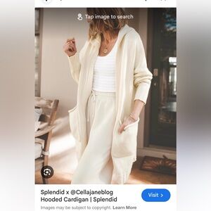 Splendid Cream Hooded Cardigan